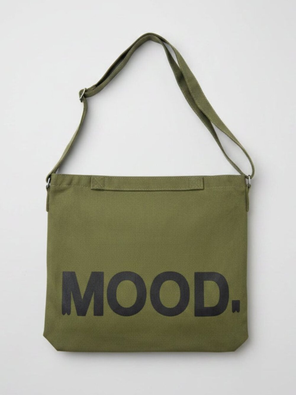 NWOT Olive Green Canvas MOOD Graphic Crossbody Messenger Bag Shoulder Tote